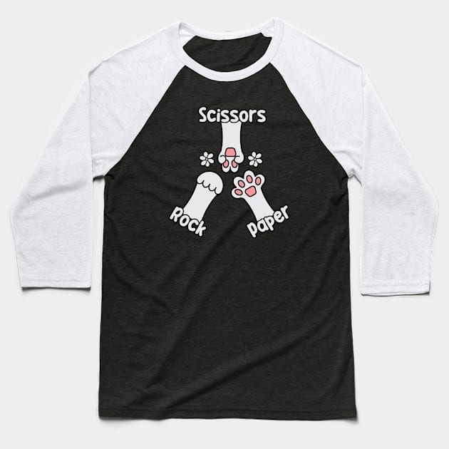 Rock Paper Scissors Cat Game Baseball T-Shirt by VecTikSam